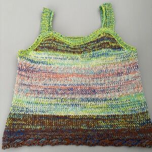Y2K Fate Knit Tank Top Striped Sleeveless Colorful Boho Small‎ S
